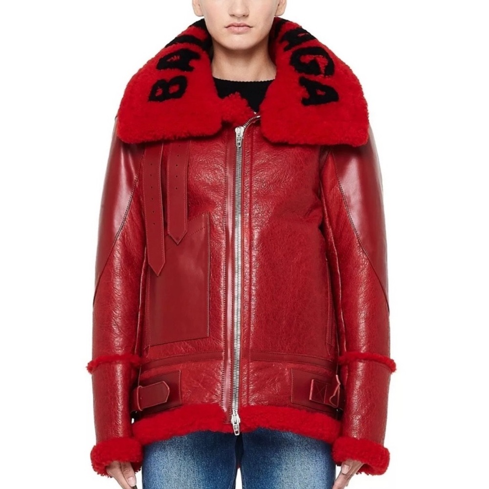 NEW Balenciaga The Bombardier Leather and Shearling Jacket